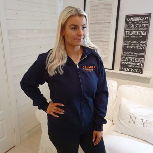 Dalarna, "Classic Logo" Premium Zip Hoodie, Unisex, Navy/Orange - Team Dalarna