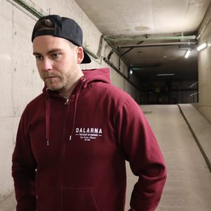 Dalarna, "Classic Logo" Premium Zip Hoodie, Unisex, Vinröd - Team Dalarna