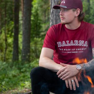 Dalarna "College Logo" T-shirt, Unisex, Vinröd/Vit - Team Dalarna