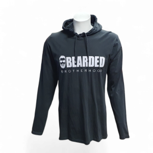 Hooded Tee, Bearded Brotherhood, Black/Silver - Bohemian Gentleman