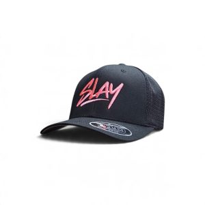 ”SLAY” Flexfit 110 Stretch Trucker, Black/Pink – BARRE